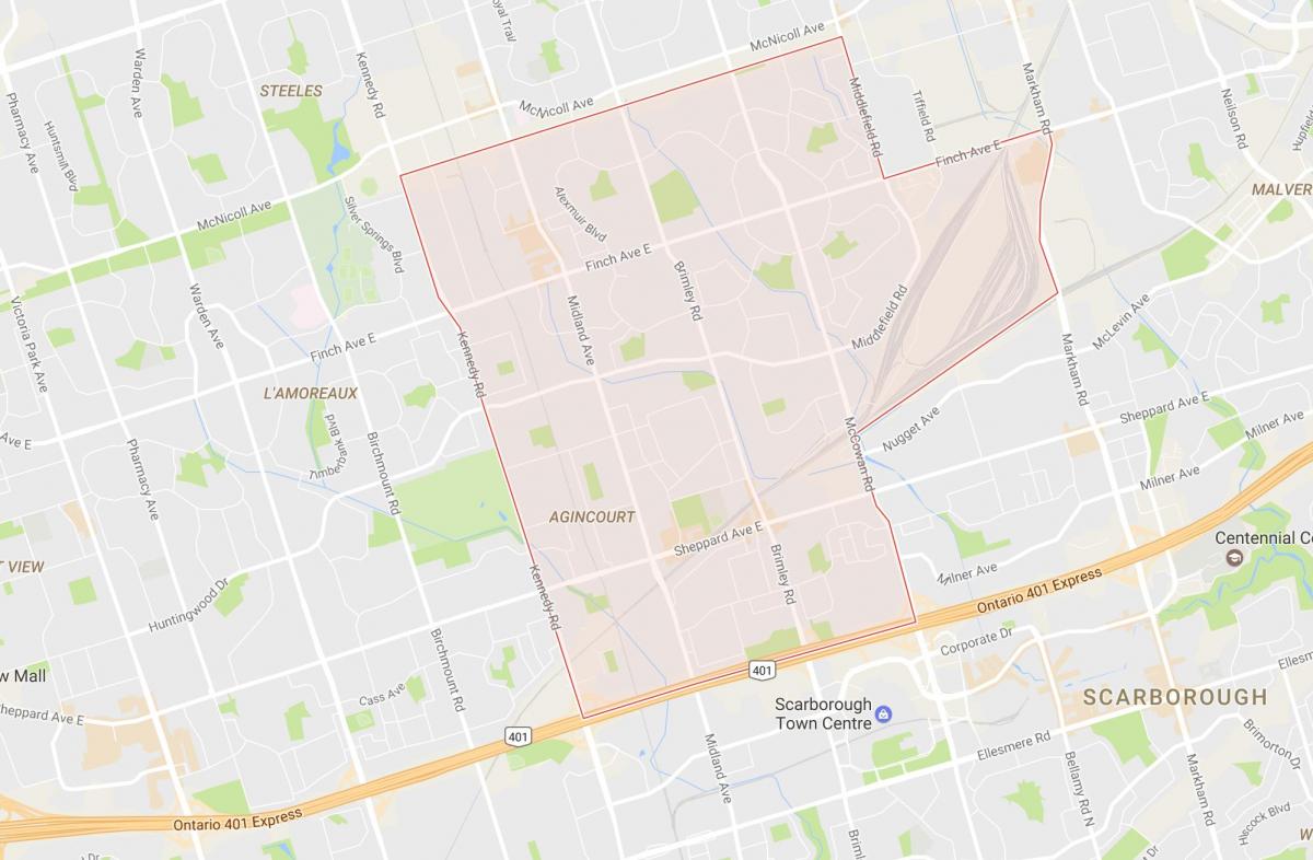 Karta över Agincourt grannskapet Toronto