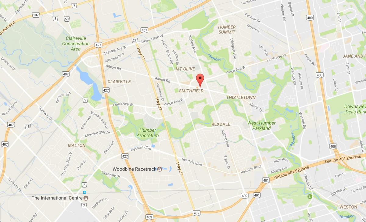 Karta över Albion väg i Toronto