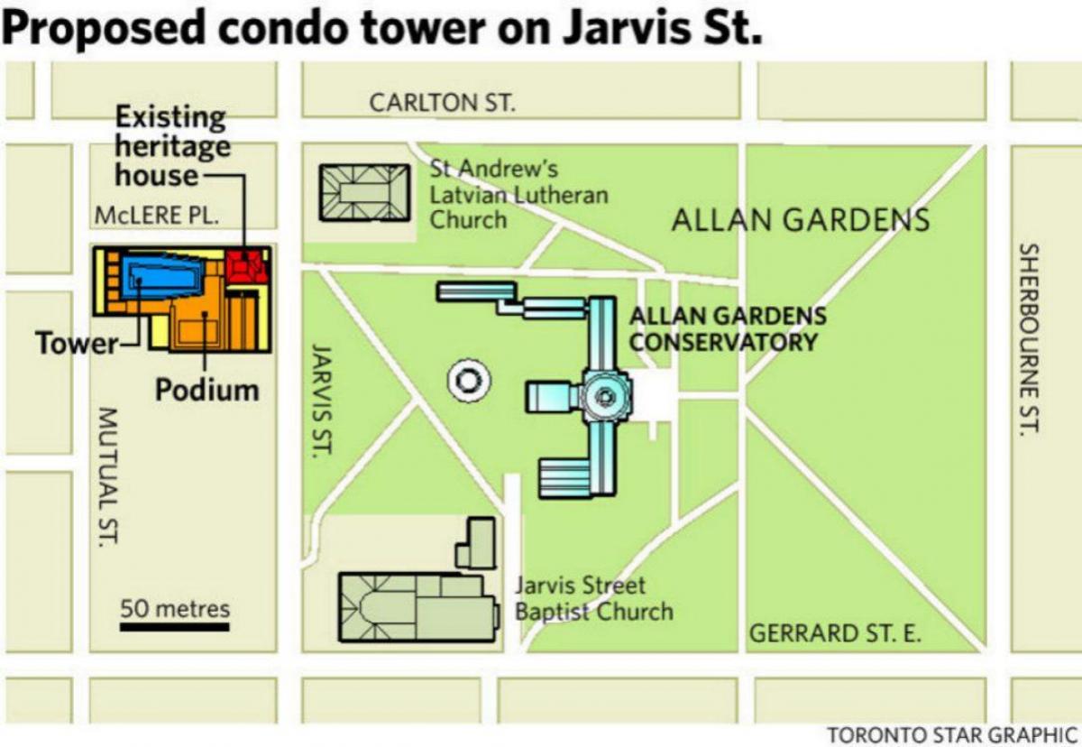 Karta över Allan Gardens, Torontos