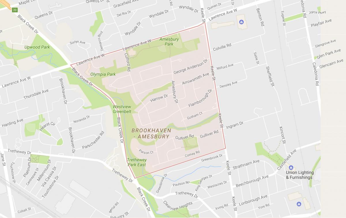 Karta över Amesbury grannskapet Toronto