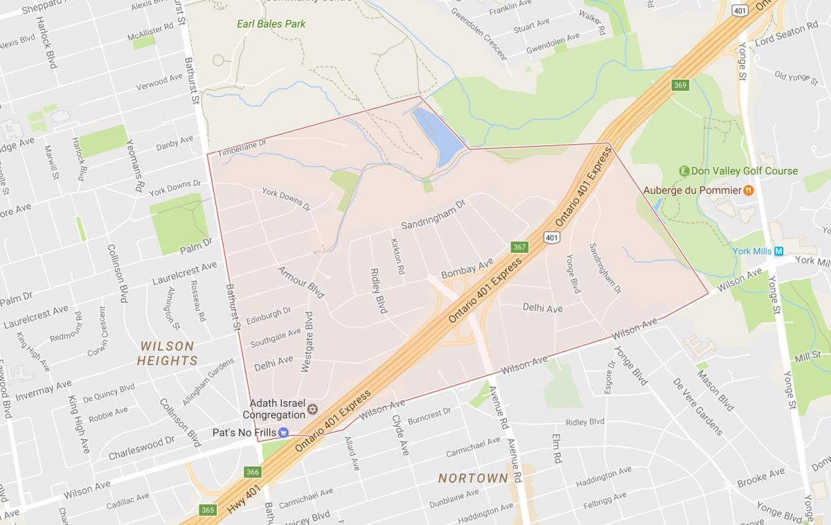 Karta över Armour Höjder grannskapet Toronto