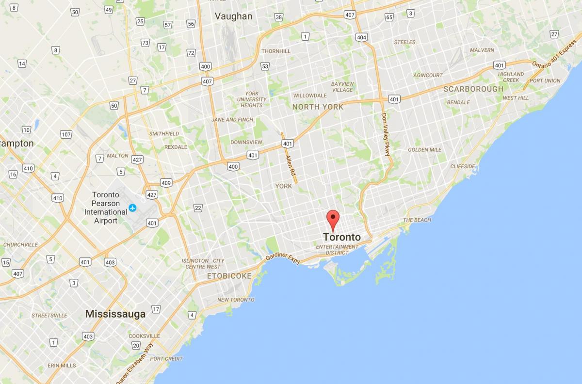 Karta över Baldwin Byn distriktet Toronto