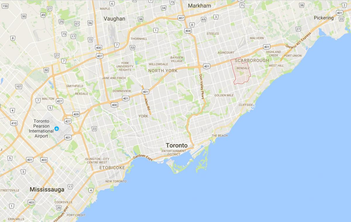 Karta över Bendale distriktet Toronto
