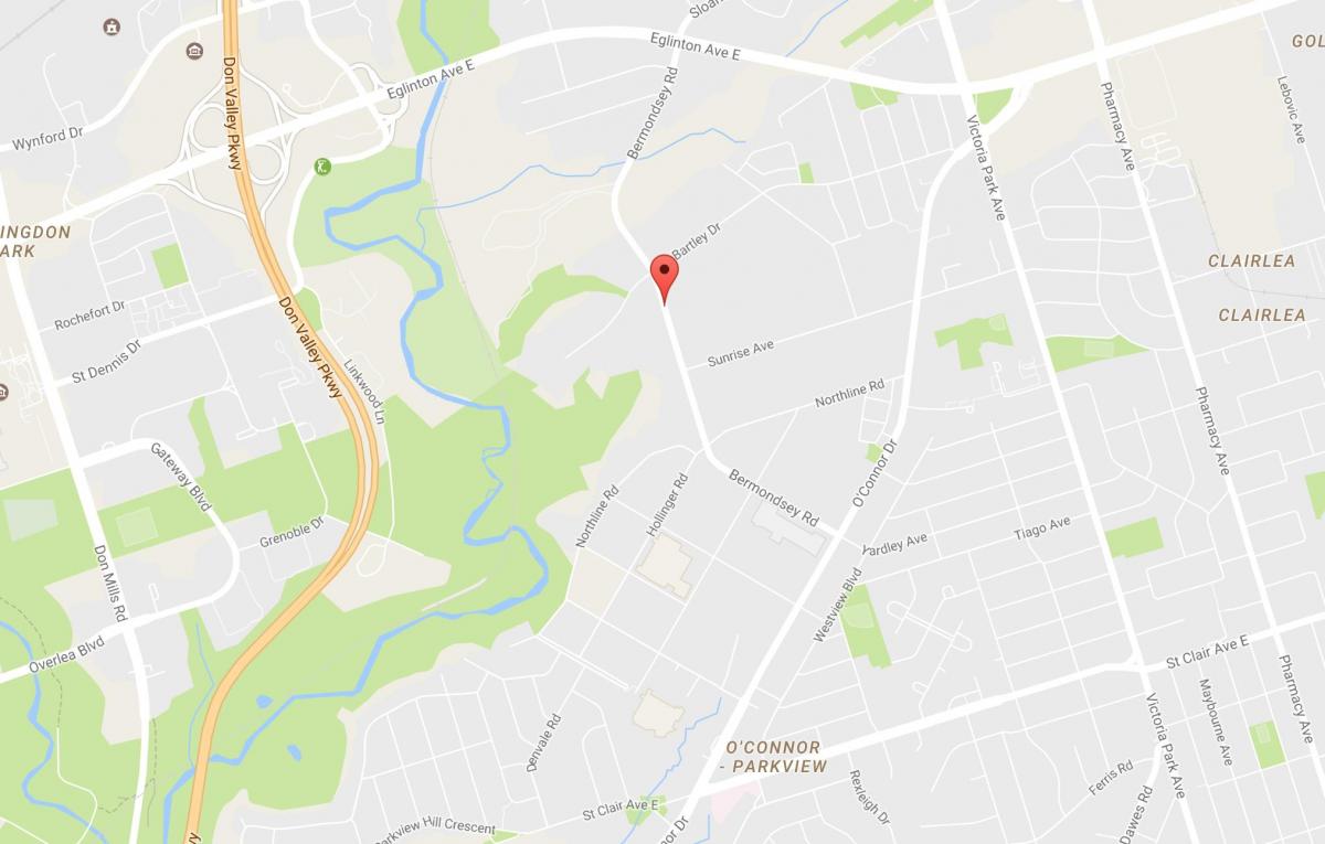 Karta över Bermondsey grannskapet Toronto