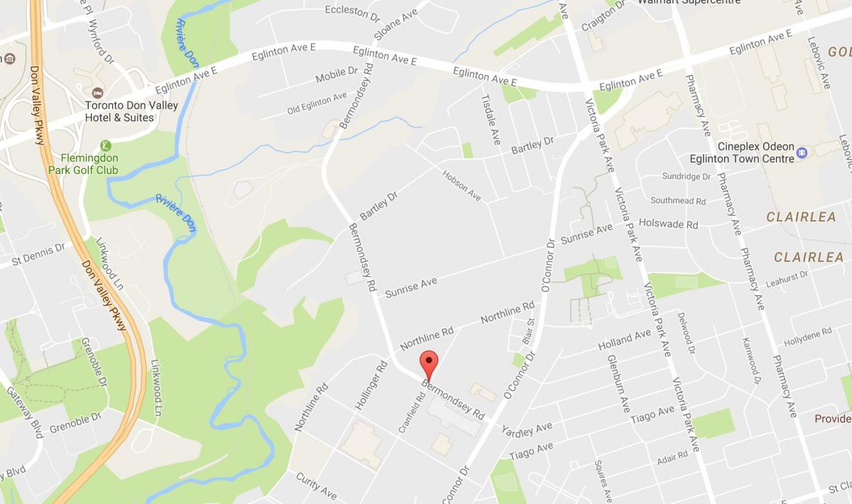 Karta över Bermondsey väg i Toronto