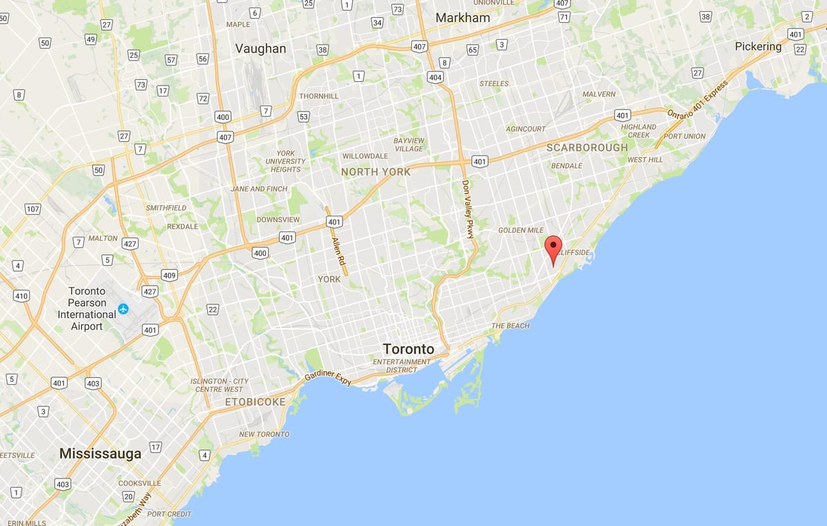Karta av Björk Klippa Höjder distriktet Toronto