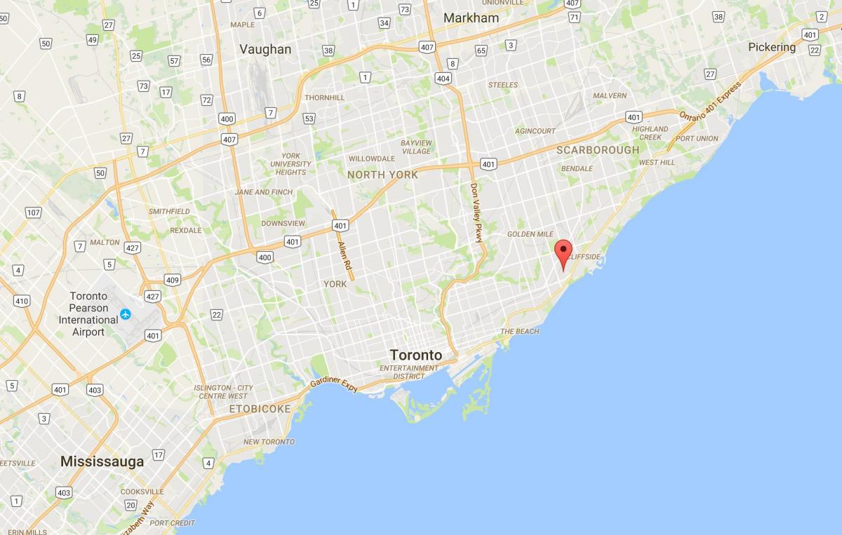 Karta av Björk Klippa Höjder distriktet Toronto