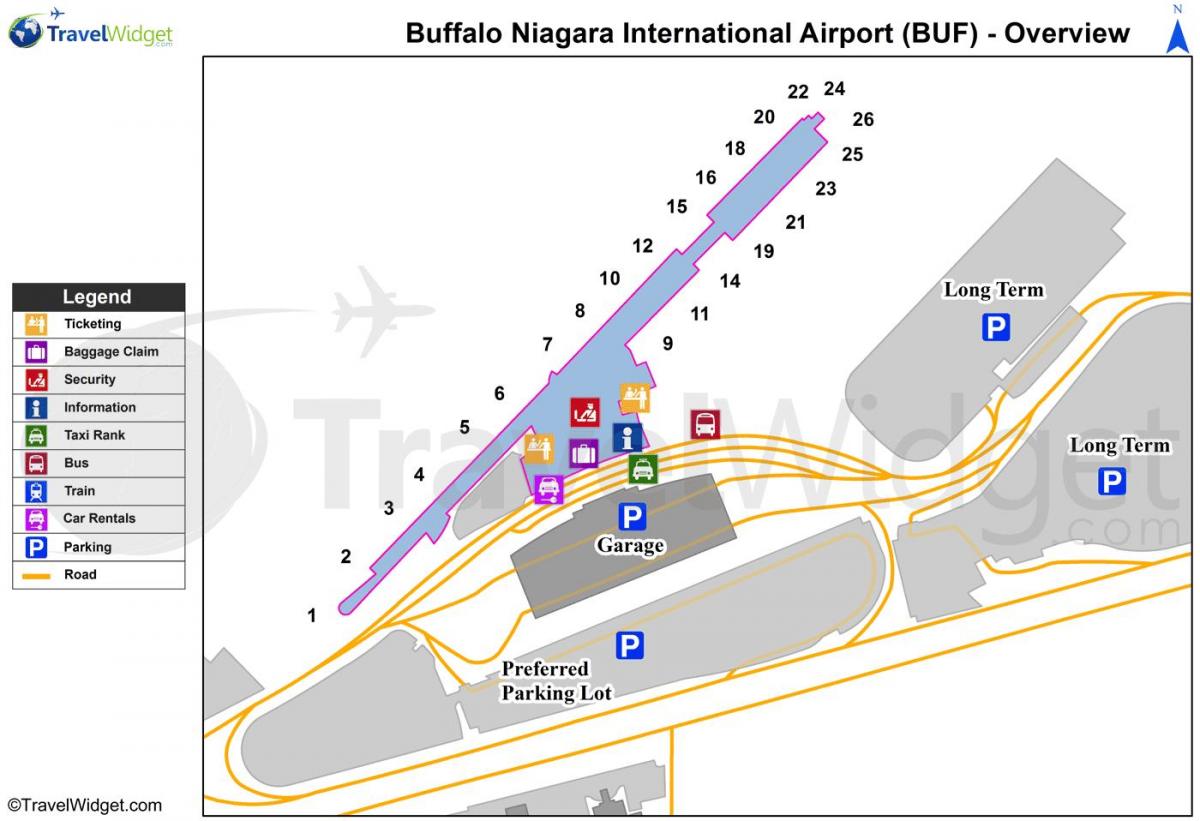 Karta över Buffalo Niagara flygplats