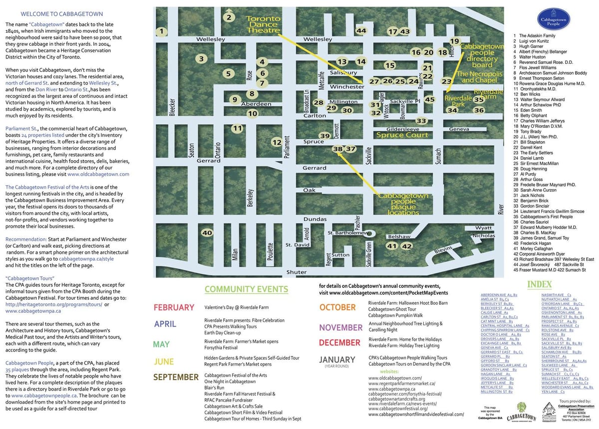 Karta över Cabbagetown händelser Toronto