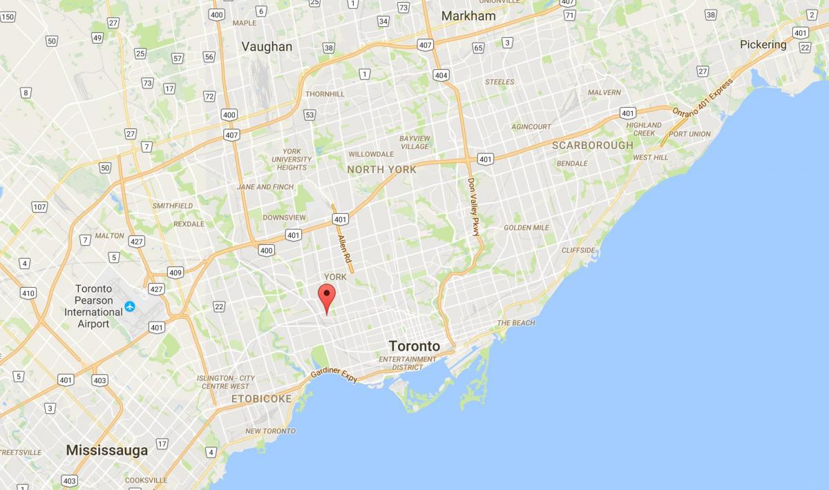 Karta över Carleton Byn distriktet Toronto
