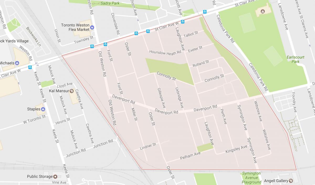 Karta över Carleton Byn grannskapet Toronto