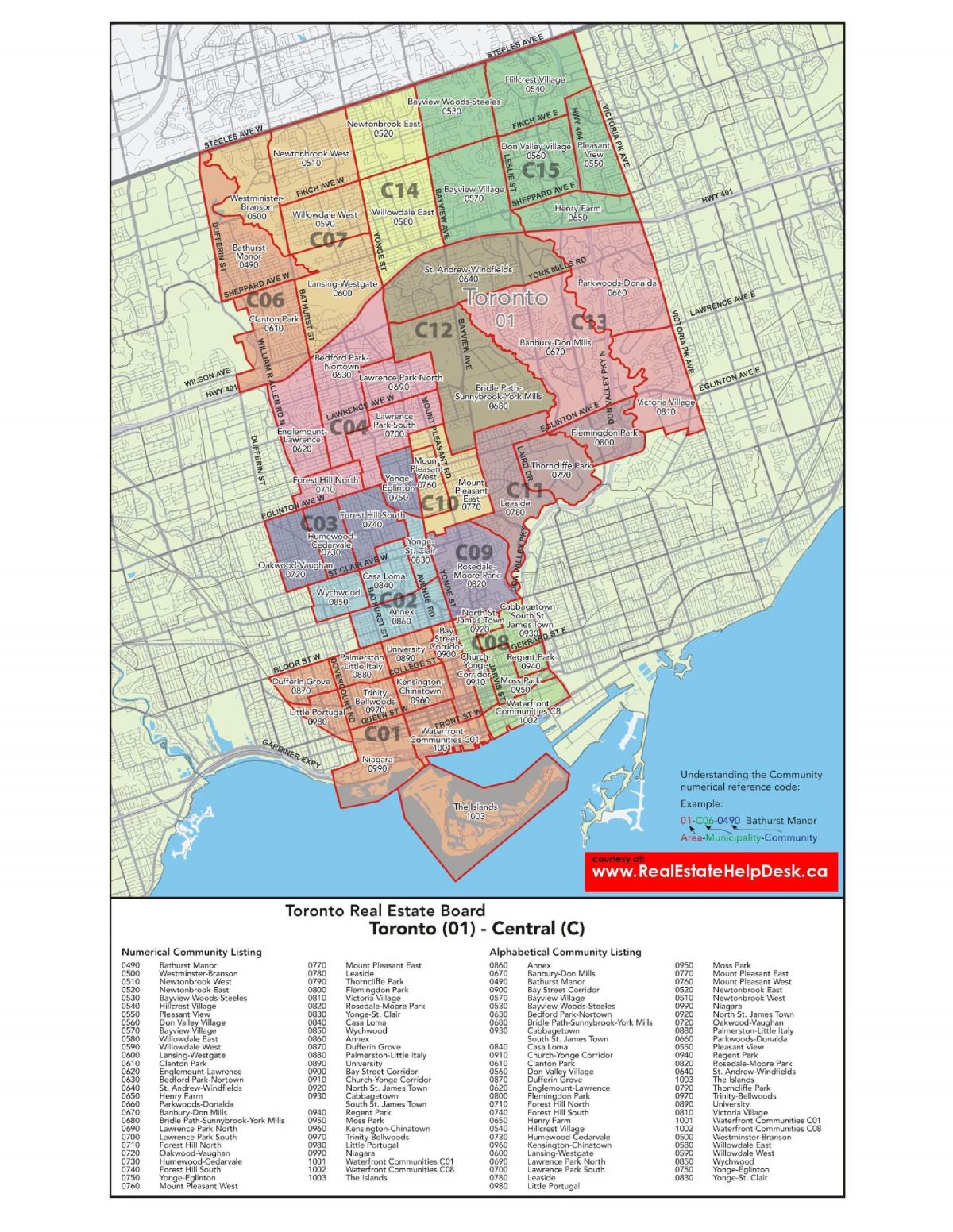 Karta över Centrala Toronto