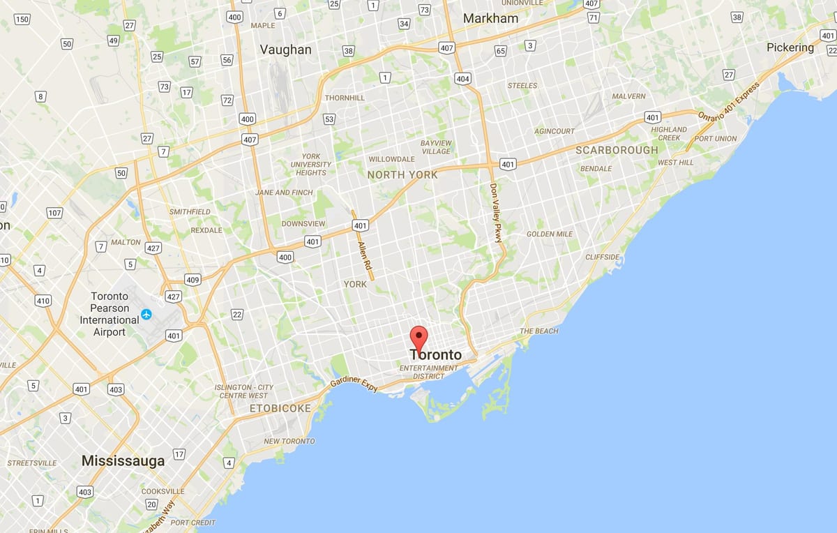 Karta över stadsdelen Chinatown i Toronto