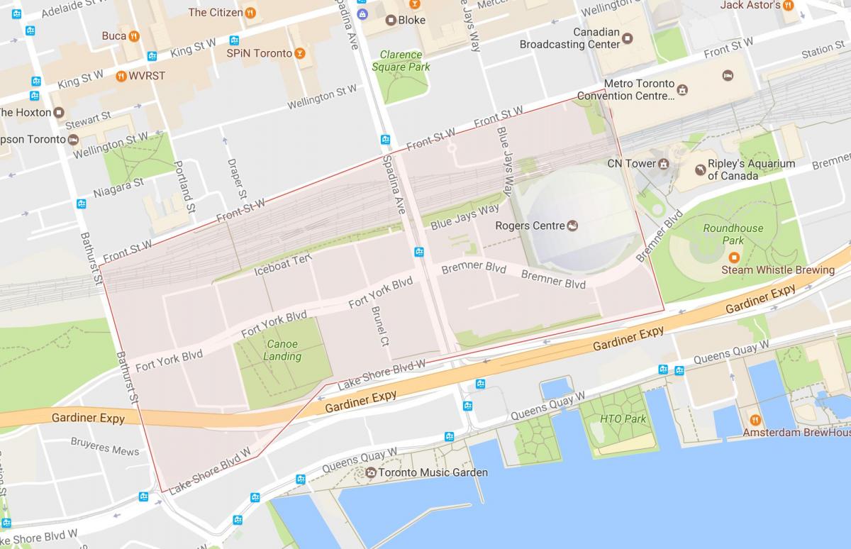 Karta över CityPlace grannskapet Toronto