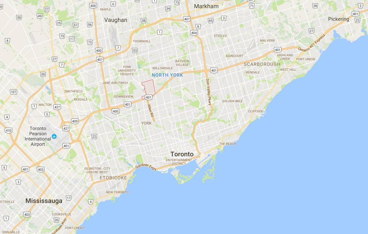 Karta över Clanton Park district Toronto