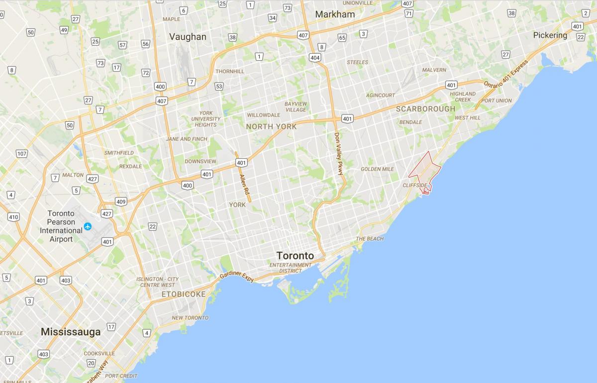Karta över Cliffcrest distriktet Toronto
