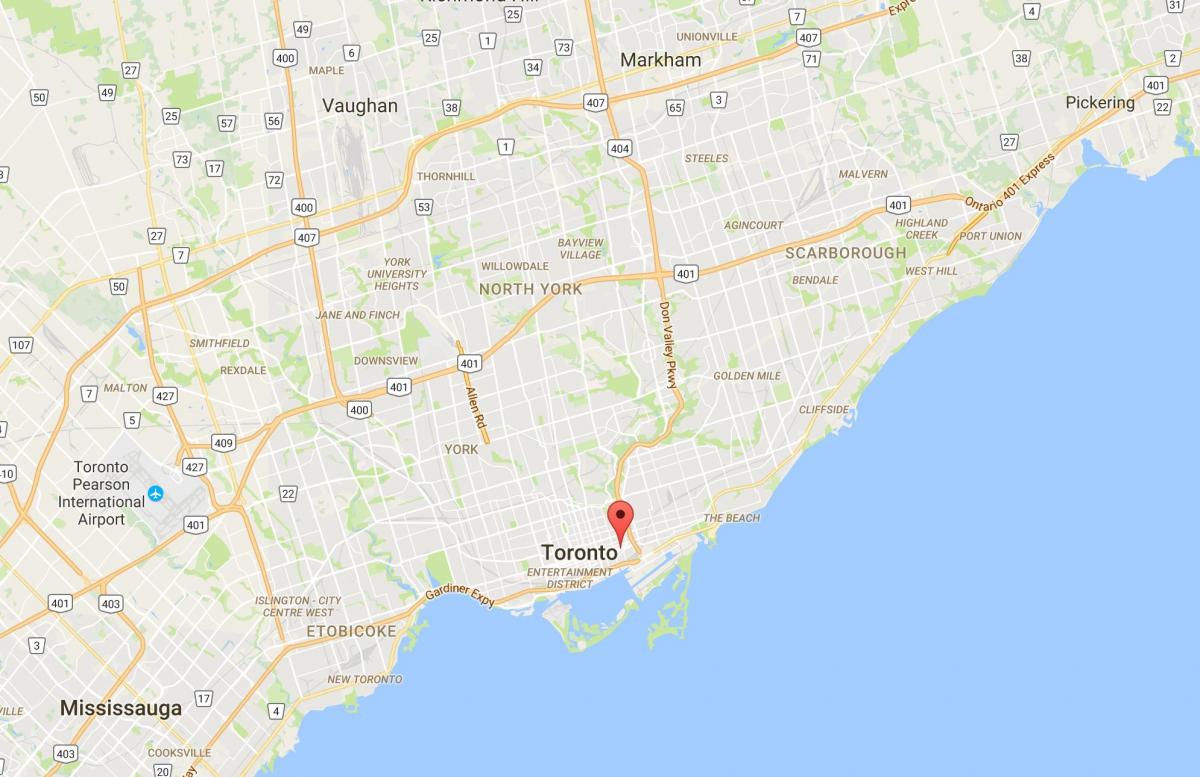 Karta över Corktown distriktet Toronto