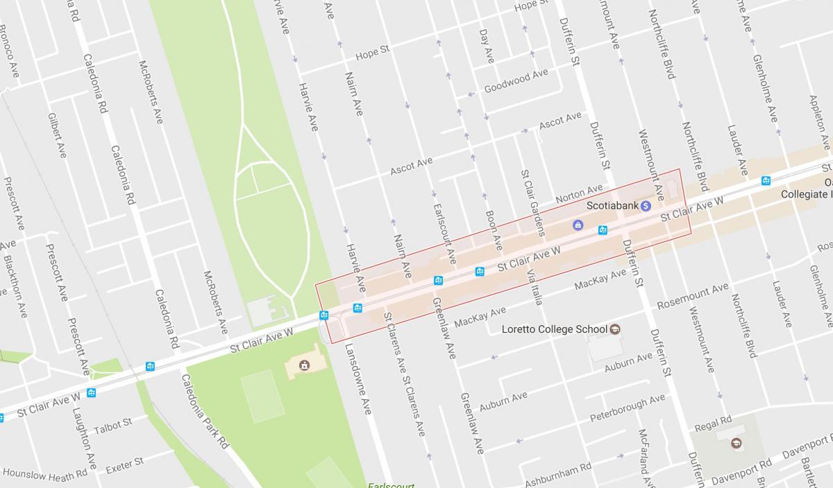 Karta över Corso Italia grannskapet Toronto