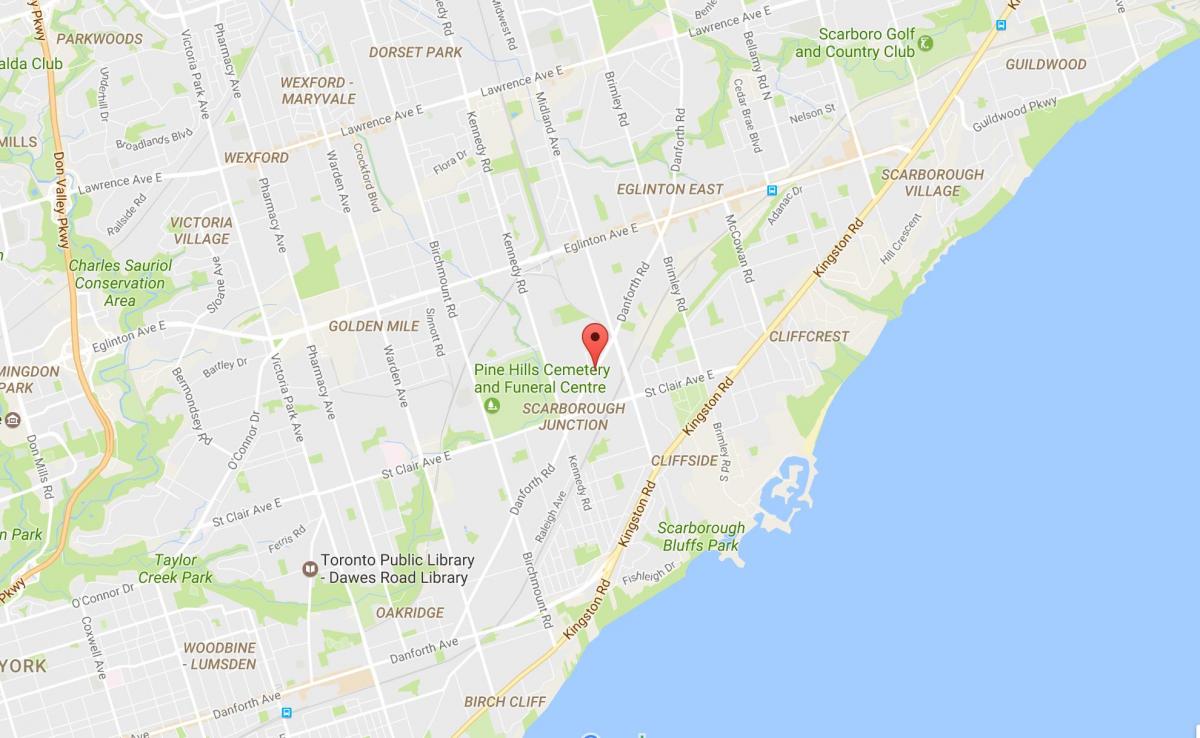 Karta över Danforth väg i Toronto
