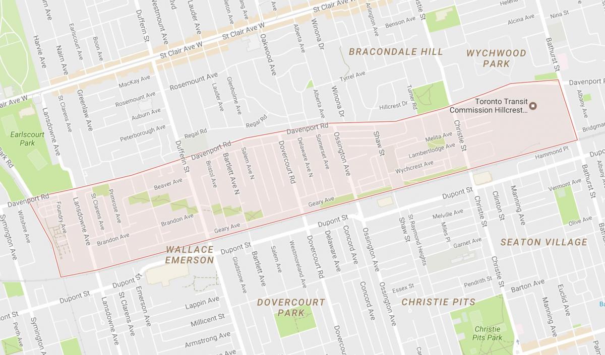 Karta över Davenport grannskapet Toronto