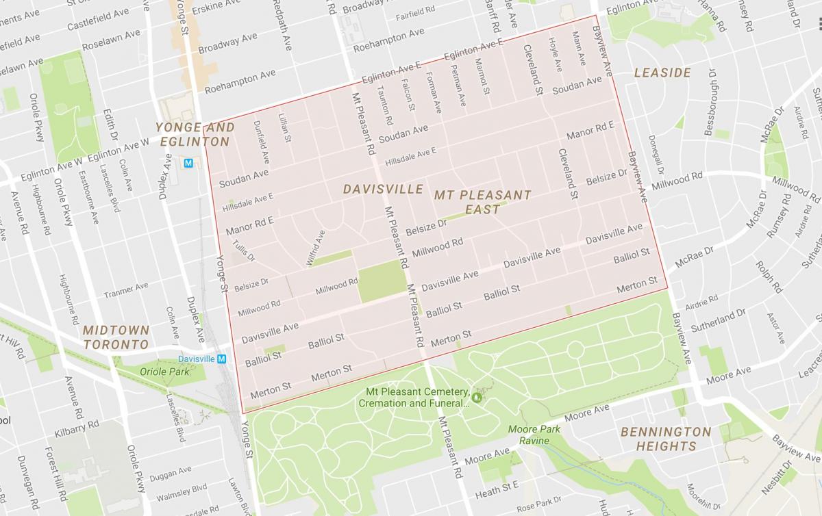 Karta över Davisville Byn grannskapet Toronto