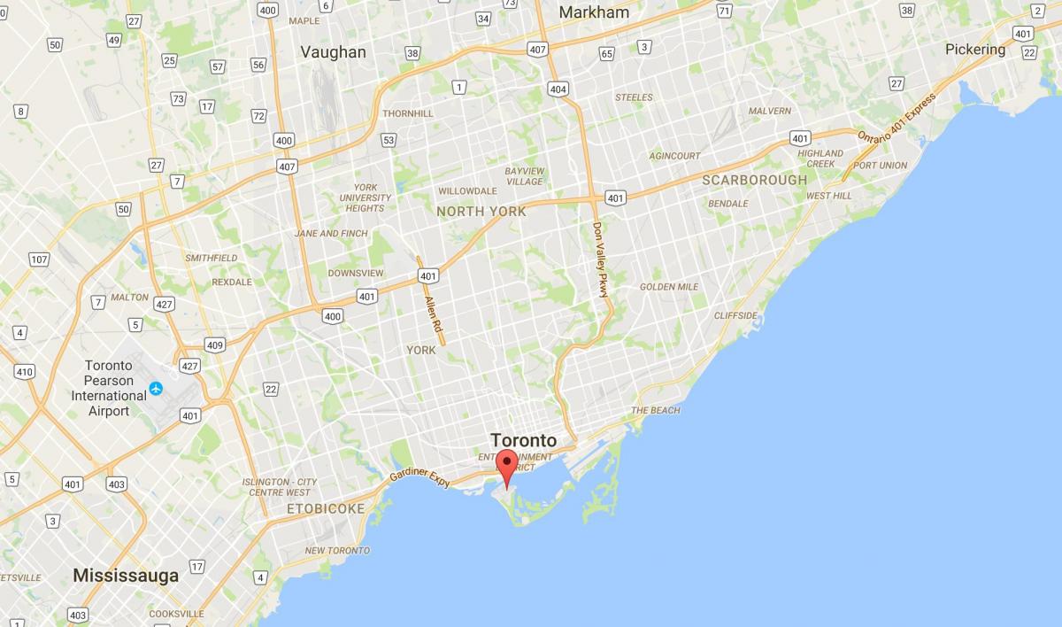 Karta över stadsdelen Toronto Islands distriktet Toronto