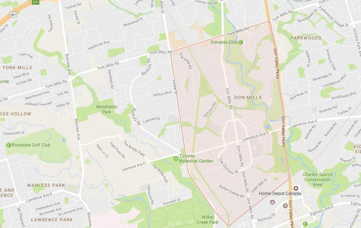 Karta över Don Mills i grannskapet Toronto