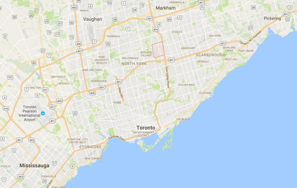Karta över Don Valley Village distriktet Toronto