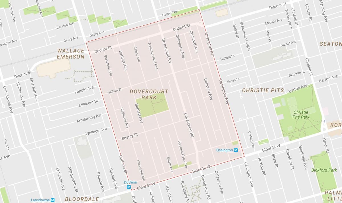 Karta över Dovercourt Park stadsdelen Toronto
