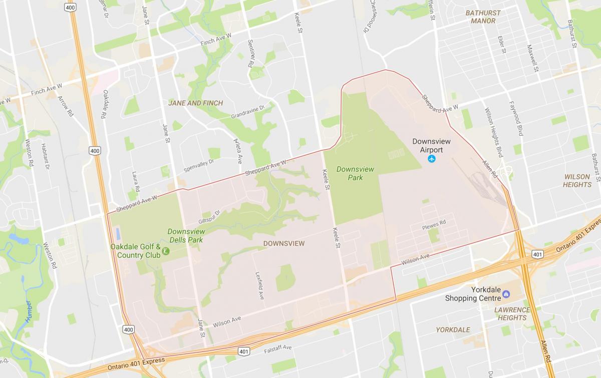 Karta över Downsview grannskapet Toronto