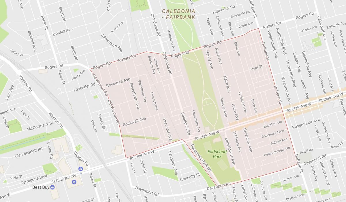 Karta över Earlscourt grannskapet Toronto