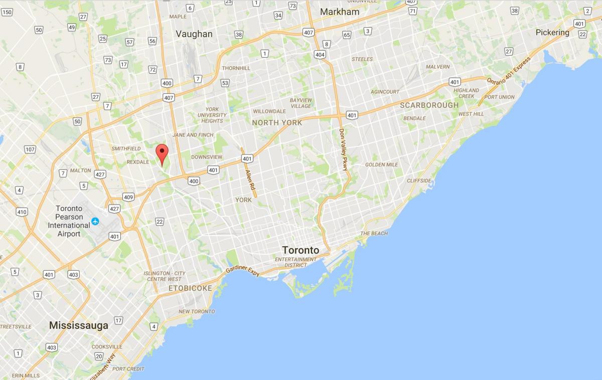 Karta över Elms distriktet Toronto