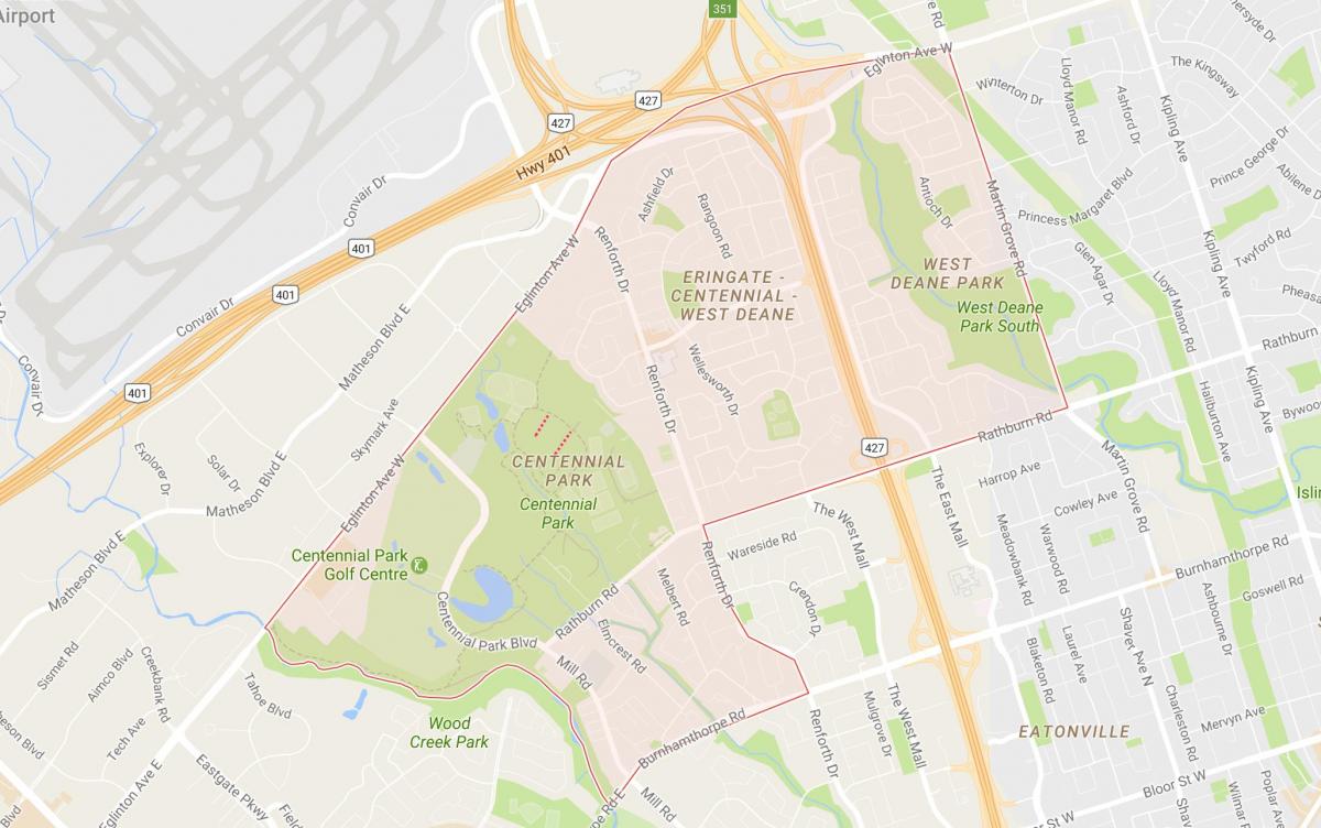Karta över Eringate grannskapet Toronto