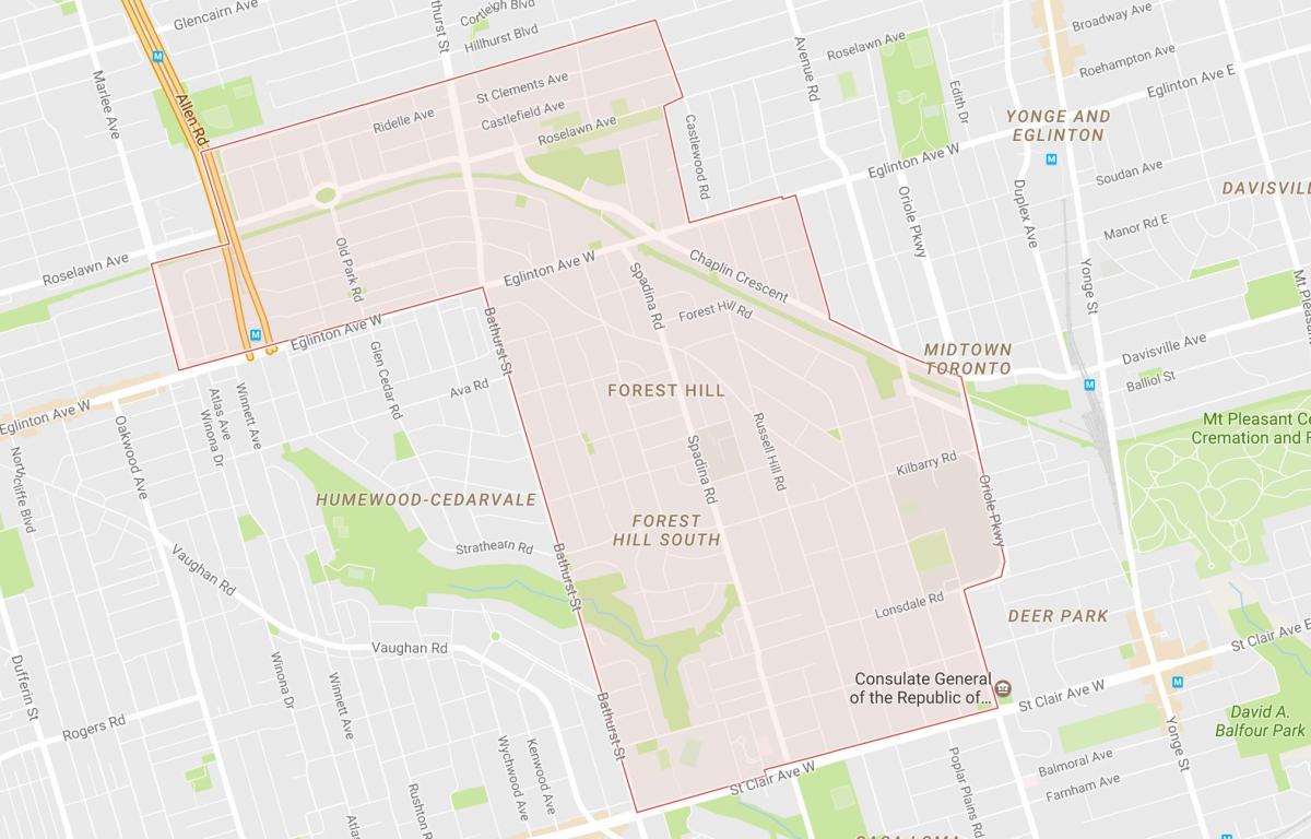 Karta över Forest Hill Toronto