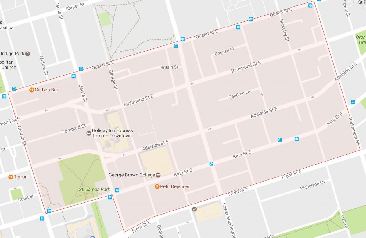 Karta över Gamla Stan kvarter Toronto
