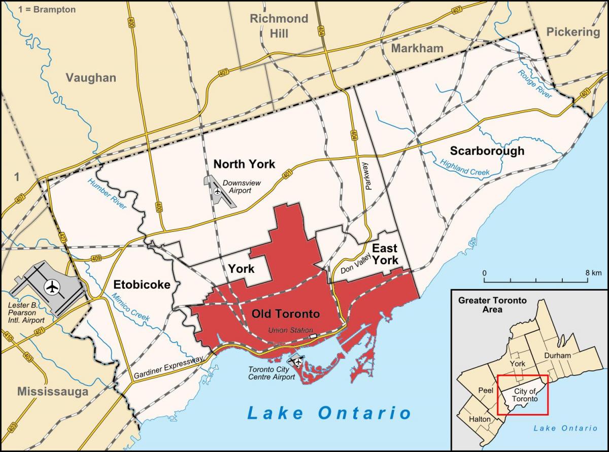 Karta över Gamla Toronto