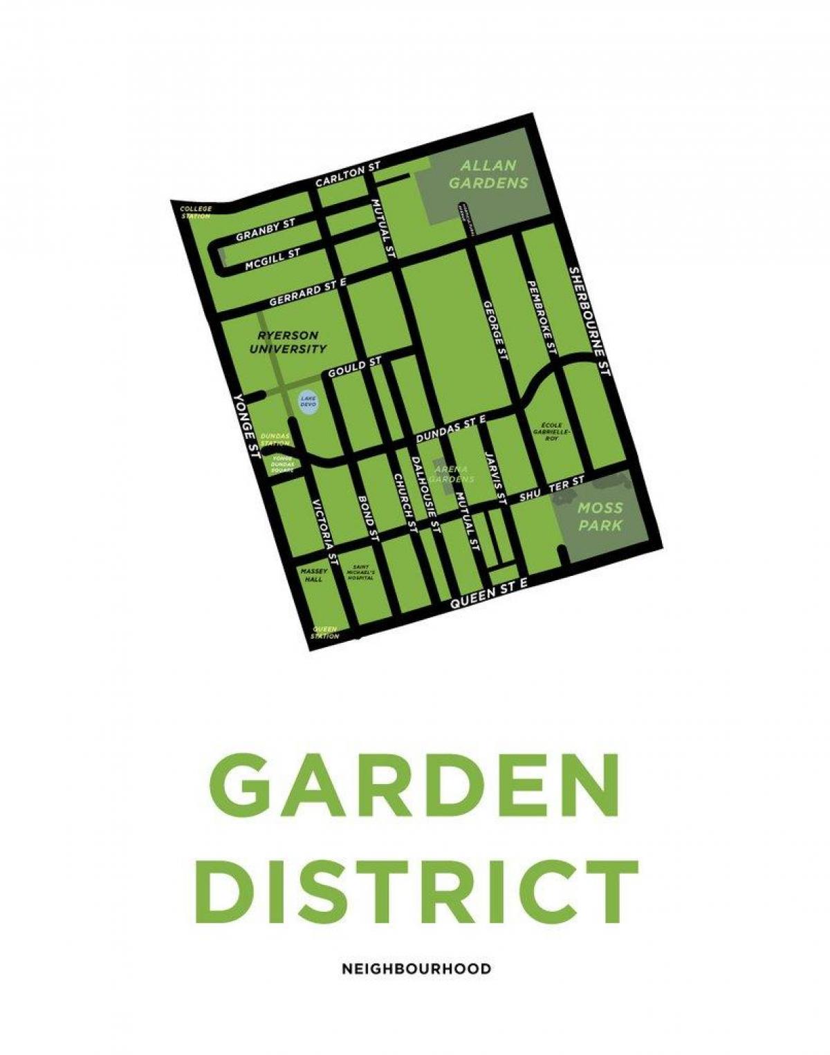 Karta över stadsdelen Garden District översikt Toronto