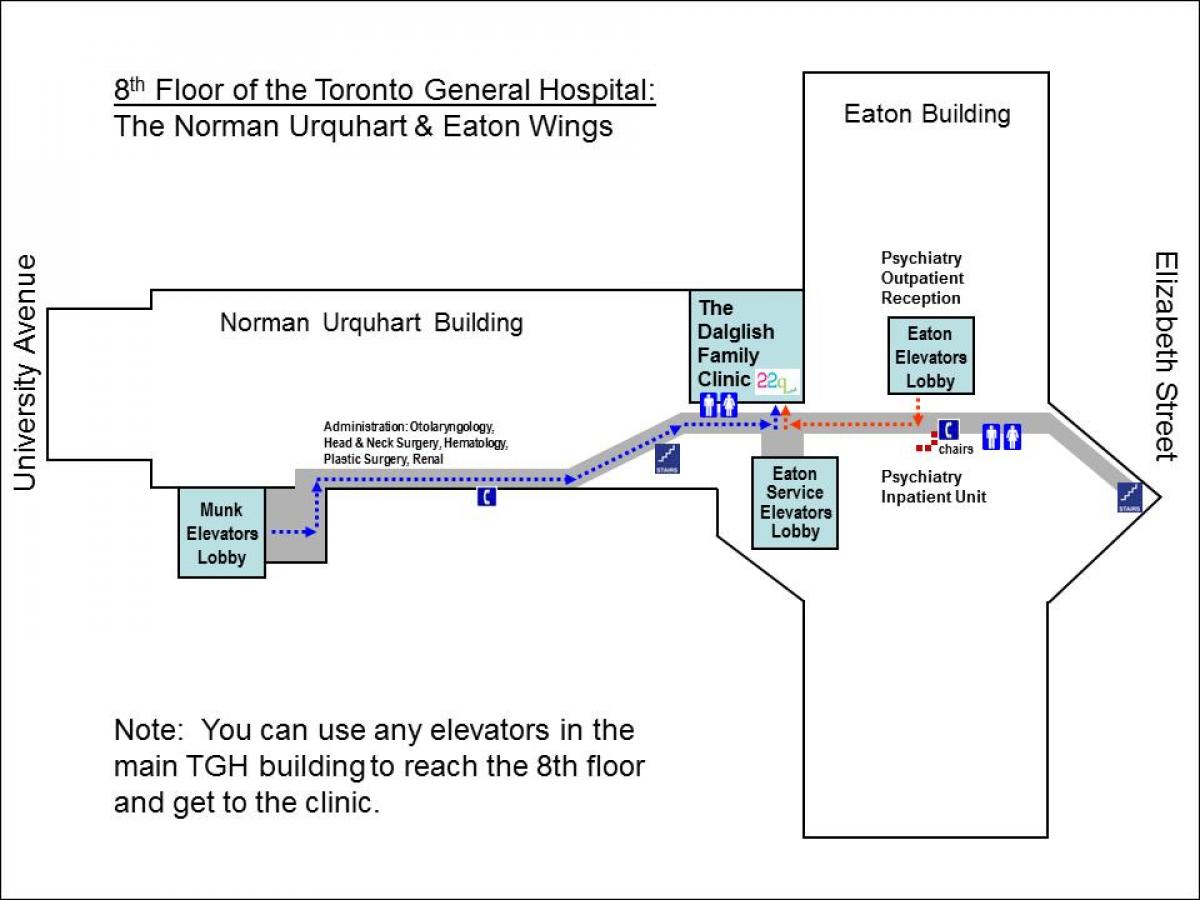 Karta över de Allmänna Sjukhus 8: e våningen Toronto