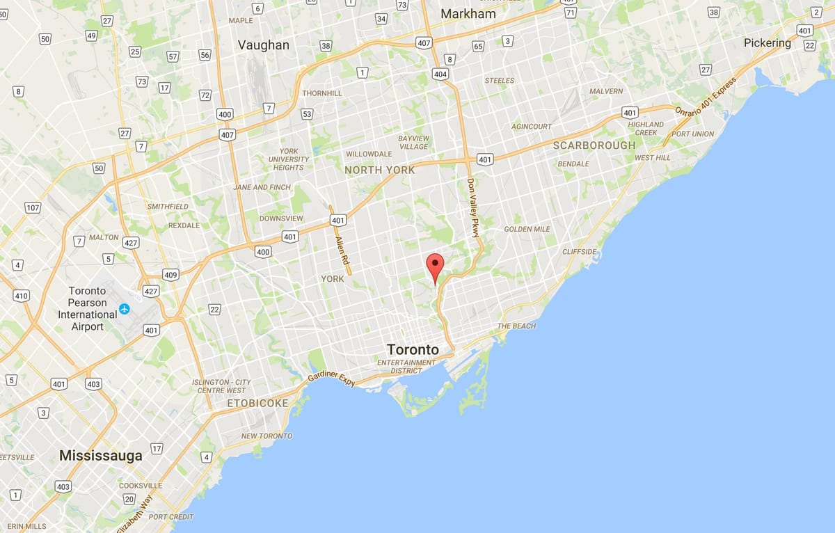 Karta över Governor ' s Bridge distriktet Toronto