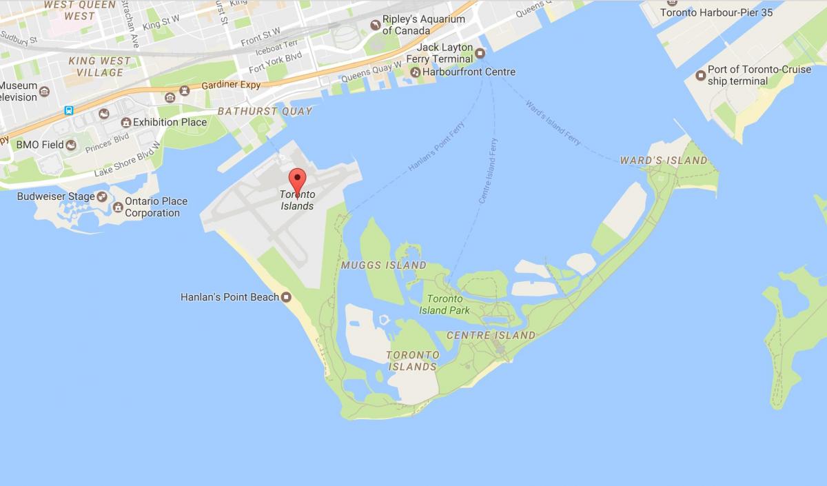 Karta över kvarter Toronto Islands grannskapet Toronto
