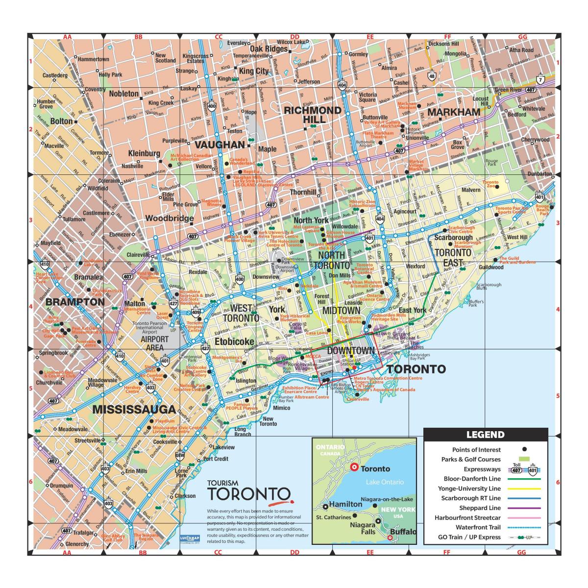 Karta över greater Toronto area