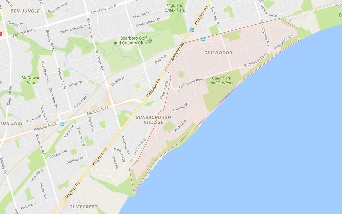 Karta över Guildwood grannskapet Toronto