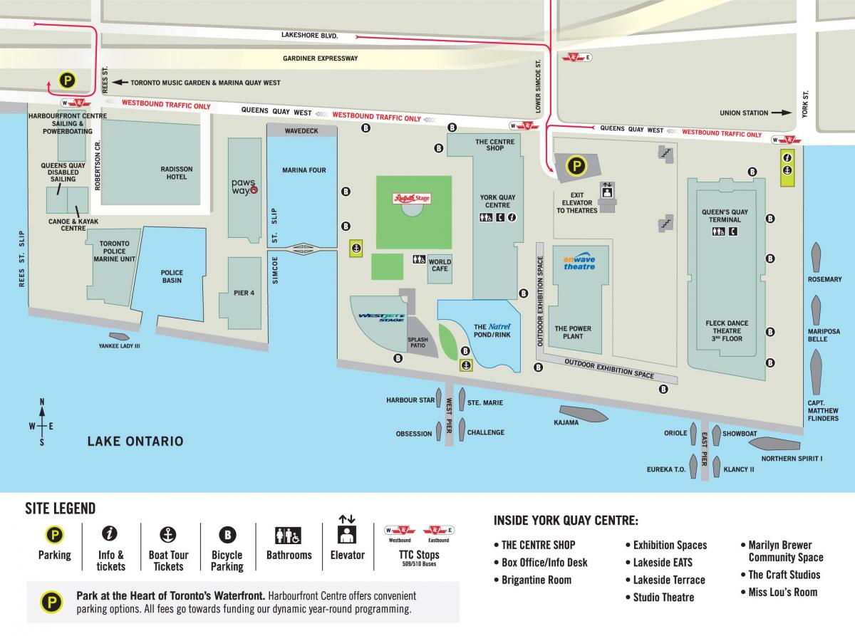 Karta över Harbourfront Centre Toronto