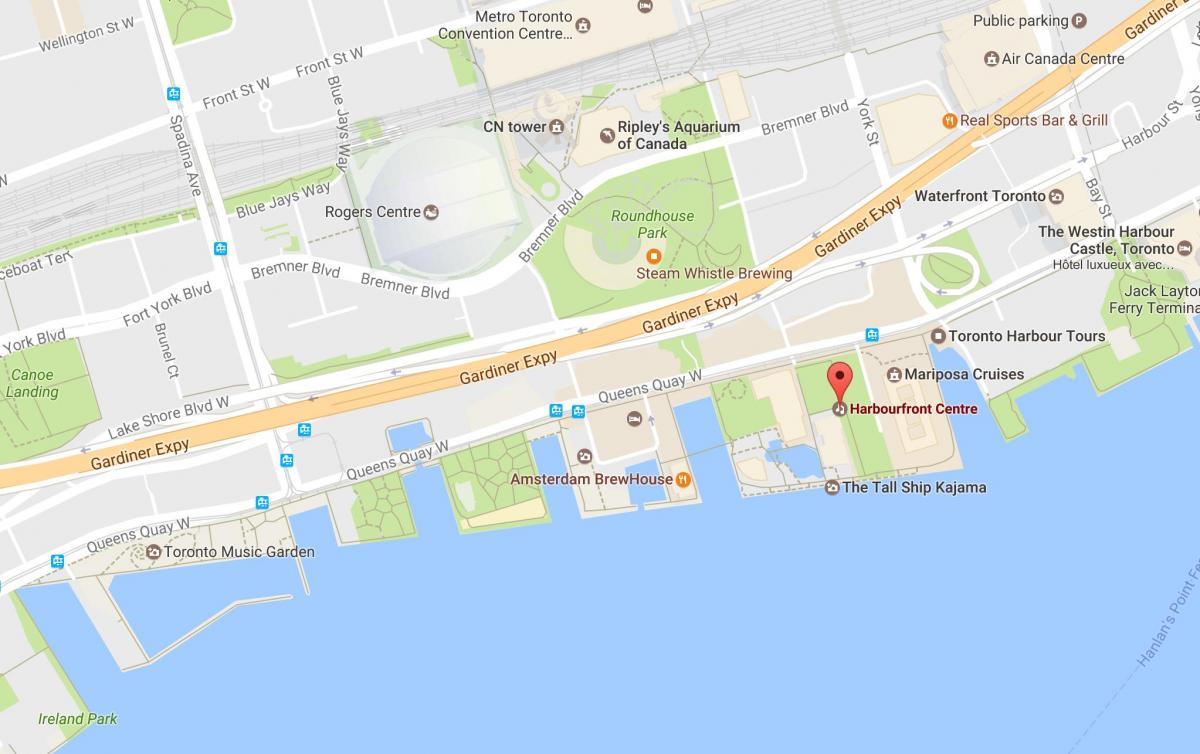 Karta över Harbourfront grannskapet Toronto