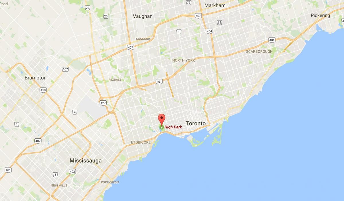 Karta av Hög Park district Toronto