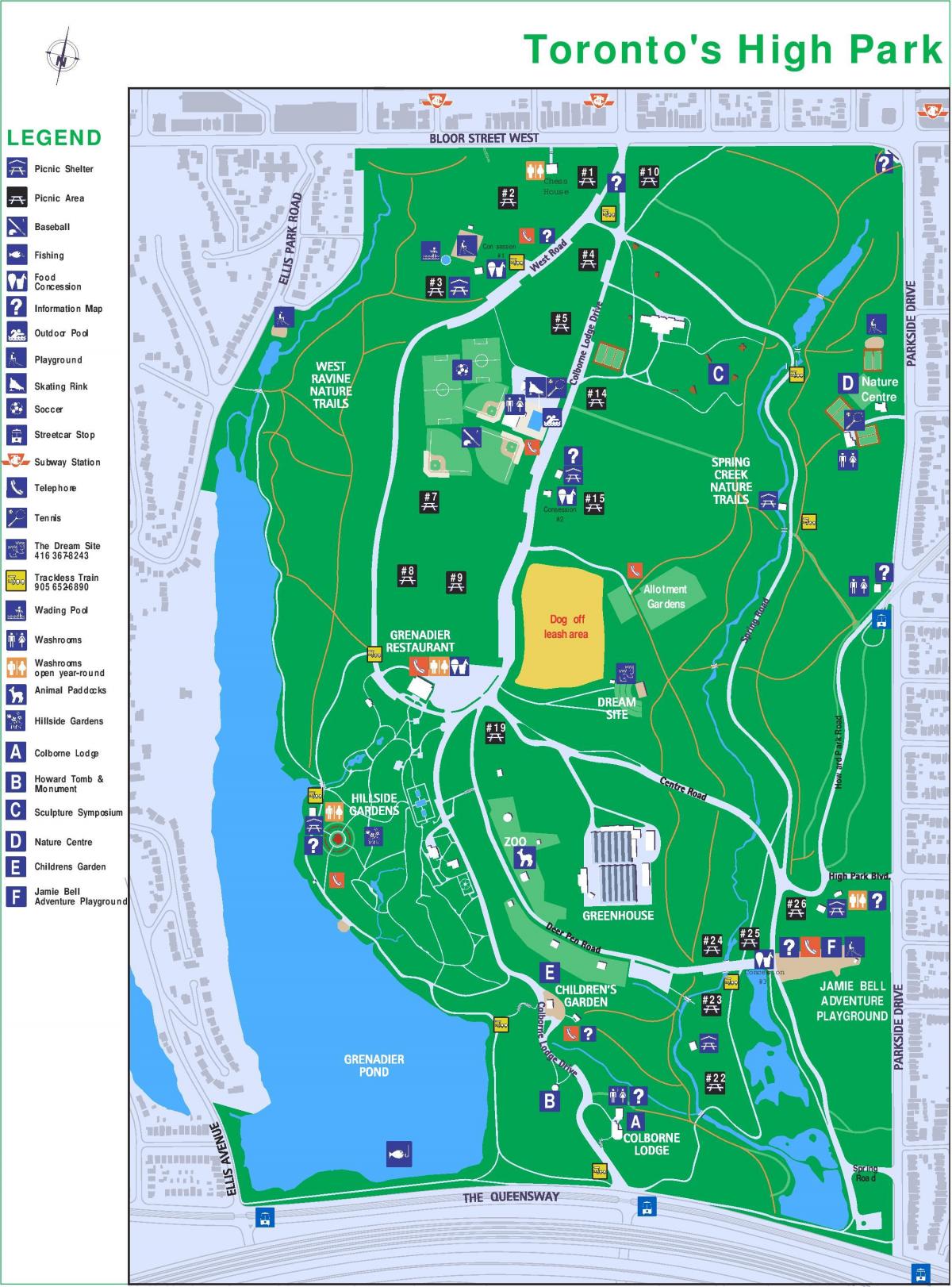 Karta av Hög park legend Toronto