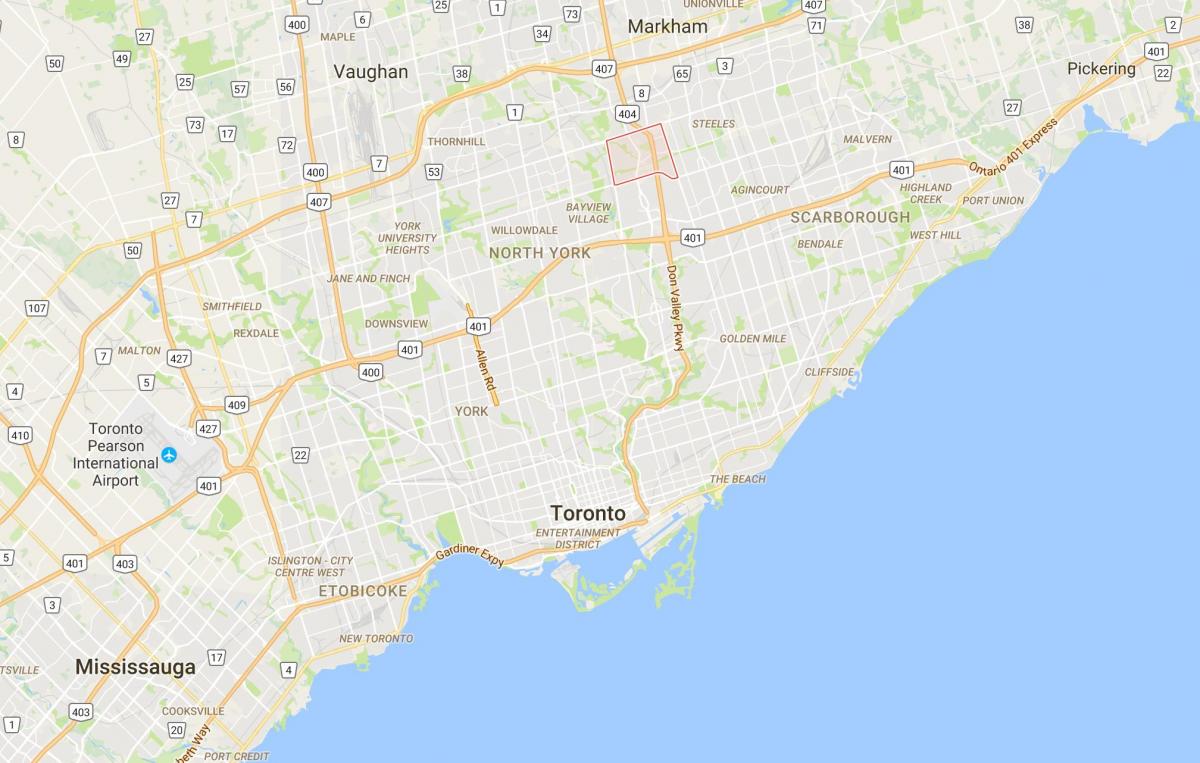 Karta över Hillcrest Byn distriktet Toronto
