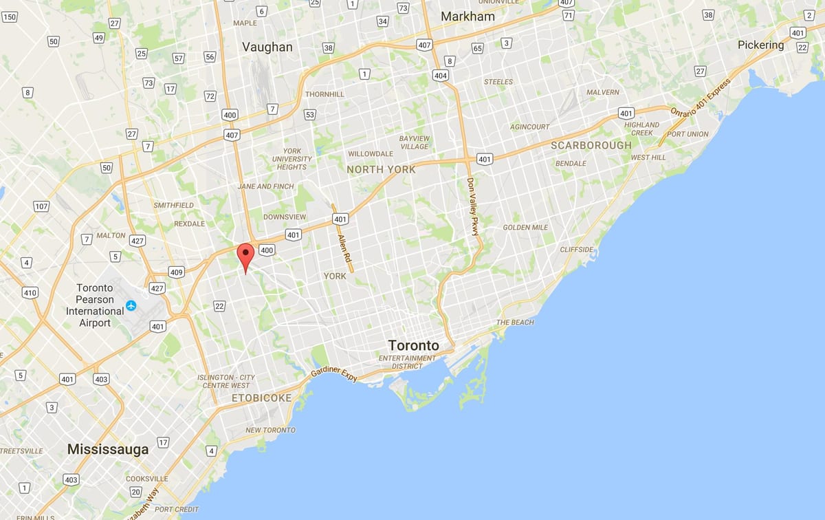 Karta över Humber Höjder – Westmount distriktet Toronto