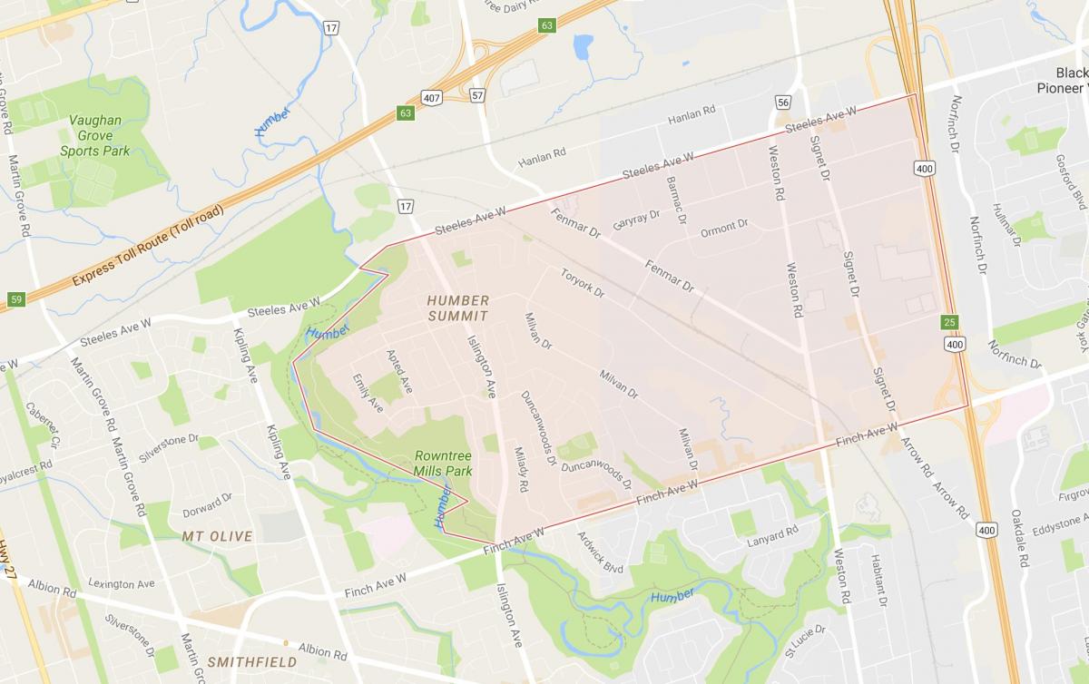 Karta över Humber Toppmötet grannskapet Toronto