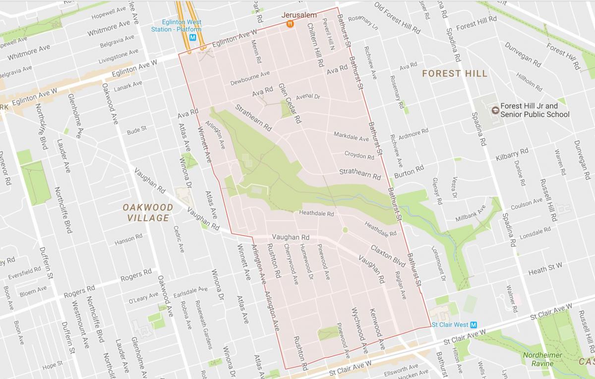 Karta över Humewood–Cedarvale grannskapet Toronto